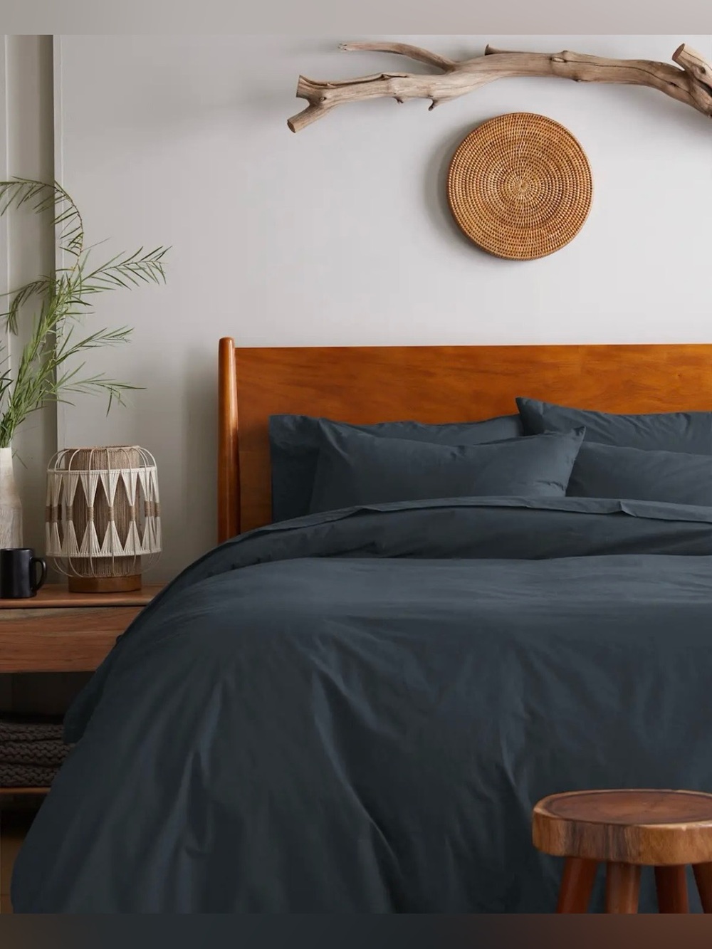 Quince Organic Brushed Cotton Duvet Cover Set/Shams King/Cal-King Nightfall NWOT